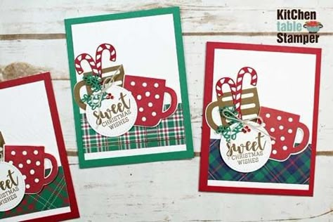 Christmas Wishes Card, Cheer Cards, Tea Cup Card, Christmas Card Tutorials, Cheers Card, Cup Of Cheer, Coffee Cards, Stampin Up Christmas Cards, Christmas Cup