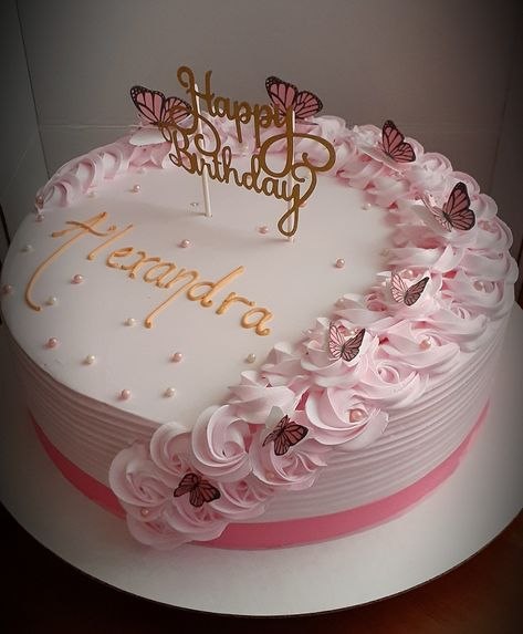 White Forest Cake Designs For Birthday, 26th Birthday Ideas For Women Cake, Simple Cakes For Girls Birthday, 1 Layer Cake Design, 22 Birthday Cakes, Half Kg Cake Design For Birthday, Cake Designs Butterfly, 50 Birthday Cakes, Simple Beautiful Cakes