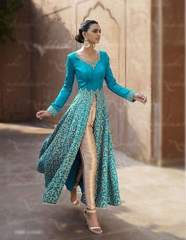 25 Latest Designer Kurtis for Women in Fashion 2018 | Styles At Life Indian Party Wear Gowns, Indian Outfits Modern, Outfit Essentials, Kameez Designs, Salwar Designs, Indian Party Wear, 파티 드레스, Wear To Work Dress, Designer Anarkali