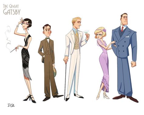 Dominic Cellini on Instagram: “Those of you who actually did your homework in high school may recognize who’s who! The Great Gatsby is one of the few assigned books I…” Great Gatsby Characters, The Great Gatsby Characters, The Great Gatsby Book, Gatsby Fashion, Gatsby Book, Character Design Concept Art, Gatsby Art, Great Gatsby Fashion, The Great Gatsby