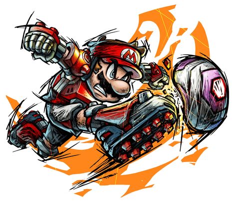 Mario Art - Mario Strikers: Battle League Art Gallery Super Mario Strikers, League Art, Super Mario Coloring Pages, Mario Stuff, Mario Fan Art, Super Mario Art, Nintendo Art, Mario Art, Fire Art