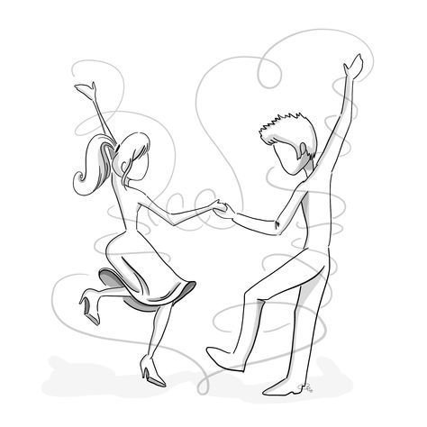 Couple Slow Dancing Aesthetic, Dance Doodle, Dancing Couple Drawing, Dancing Doodle, Party Drawing, Dancing Drawing, Dance Tattoo, Dancer Drawing, Father Tattoos