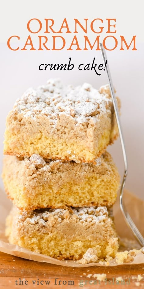 My orange cardamom crumb cake is a New York style coffee cake bursting with fresh orange flavor and piled high with lightly spiced crumbs. Breakfast doesn't get any better. Cardamom Recipe, Orange Cardamom, Dessert Breakfast, Coffee Cakes, Fresh Orange, Coffee Cake Recipes, Crumb Cake, Breakfast Cake, New York Style