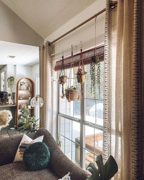 Boho Double Curtains, Farmhouse Boho Curtains, Modern Boho Window Treatments, Curtains Boho Living Room, Boho White Curtains, Boho Living Room Window Treatments, Small Window Curtain Ideas Living Room, Diy Boho Curtains Bedroom, Boho Kitchen Window Treatments