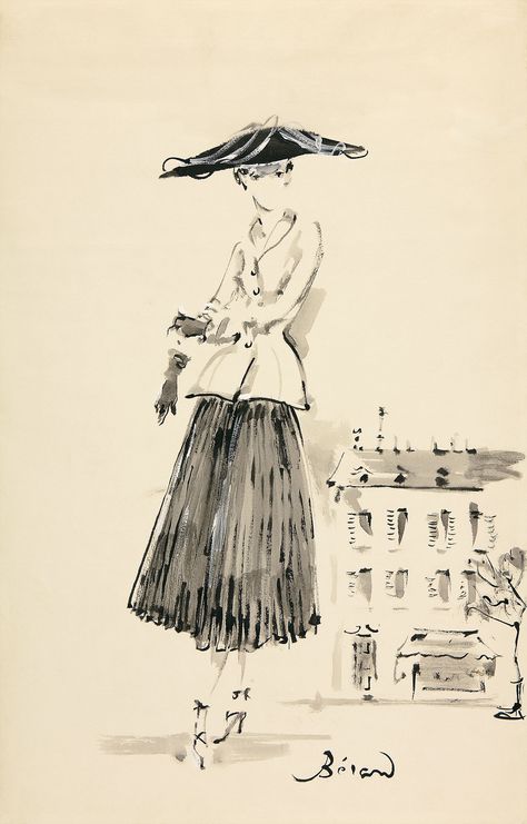 The Insane, Breathtaking History Of Dior Haute Couture #refinery29 Dior Sketches, Vintage Fashion Sketches, Dior New Look, Fashion Sketching, Toni Garrn, Christian Dior Fashion, Dior Haute Couture, Fashion Illustration Sketches, Dior Fashion