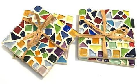 is Mosaic Art For Kids, Bean Mosaic, Mosaic Coasters, Mosaic Art Supplies, Mosaic Tiles Crafts, Diy Mosaic, Mosaic Art Projects, Mosaic Tile Art, Tile Crafts