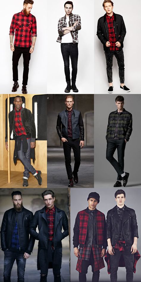 Men's Check Shirts - Modern Rockabilly-Inspired Outfit Inspiration Lookbook Mens Check Shirt Outfit, Rock And Roll Men Outfits, Modern Rock Outfit Men, Man Rock Style, Rock And Roll Outfits Men, Rock And Roll Outfits For Men, Rock Fashion Men, Rockabilly Man, Rock Outfit Men