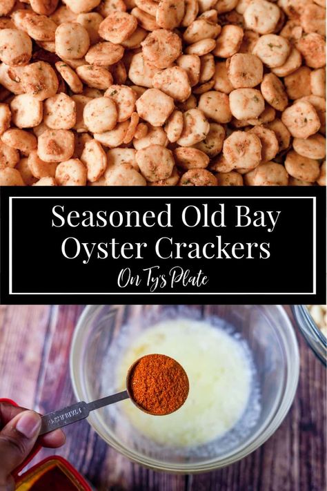 Seasoned Old Bay Oyster Crackers Oyster Cracker Snack, Oyster Cracker, Seasoned Oyster Crackers, Crackers Appetizers, Seasoned Crackers, Club Crackers, Roasted Cauliflower Soup, Snack Mixes, Road Trip Food