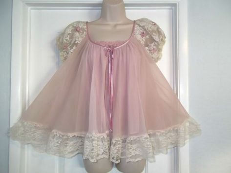 Babydoll Nighty, Pink Babydoll, Lingerie Vintage, Style Kawaii, Pink Things, Vintage Nightgown, Baby Doll Dress, Cute Lingerie, Night Wear