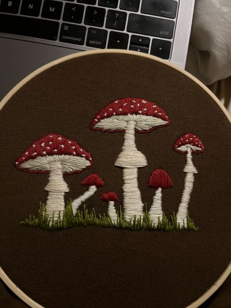 Mushroom embroidery in 2024 | Embroidery craft, Embroidery patterns, Embroidery stitches tutorial . #Upcycling #Granola_Embroidery #Embroidered_Sweatshirt_Diy #Mushroom_Embroidery Granola Embroidery, Mushroom Embroidery Simple, Embroidered Sweatshirt Diy, Mushroom Embroidery, Unique Cross Stitch, Cross Stitch Tutorial, Girl Vibe, Needle Crafts, Flat Ideas