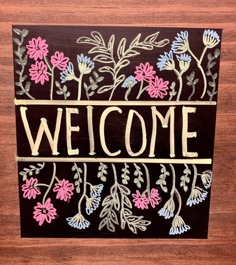 Welcome sign Welcome Sign Chalkboard, Welcome Chalkboard Art, Chalkboard Welcome Sign, Welcome Chalkboard Sign, Chalk Welcome Sign, Chalk Art Welcome Sign, Chalkboard Art Diy, Spring Chalkboard, Chalkboard Wall Art