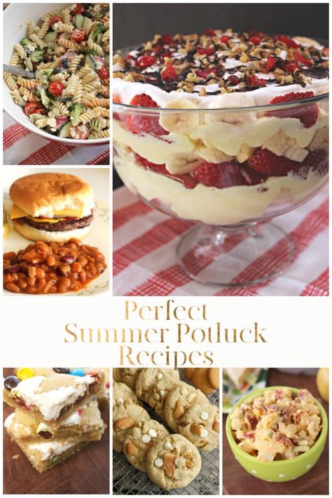 Perfect Summer Potluck Recipes. I love the summer season! It’s a great time to gather with friends and family and enjoy delicious food, great conversation and sunshine! The potlucks and barbecues are just so fun! Here are loads of recipes that are sure to be a hit at your summer gathering! #potluckrecipes #summerrecipes #summergathering Southern Living Recipes Summer, Easy Summer Potluck Recipes, Summer Pot Luck Dishes Picnics, Potluck Party Pasta Salad Tipsy Housewife, Lemon Lime Cake, Peach Pie Bars, Raspberry White Chocolate Cookies, Summer Succotash, Summer Potluck Recipes