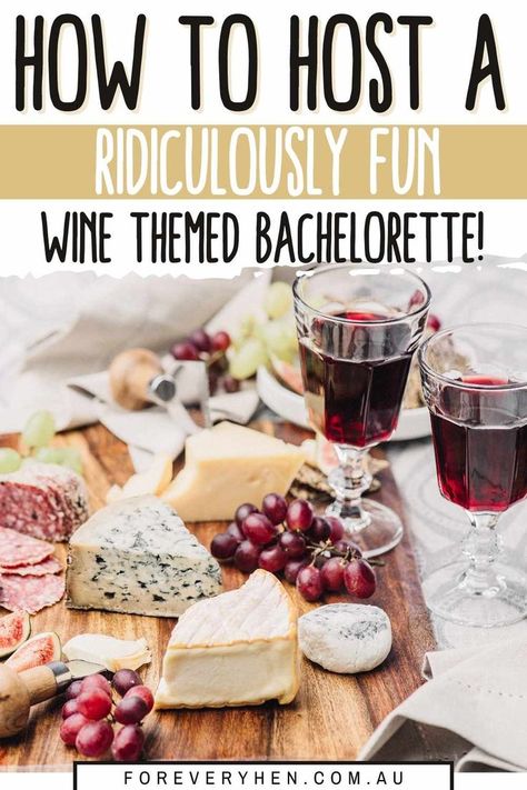 Image of a cheese board with grapes, cheeses, cold meats and wine. Text overlay: How to host a ridiculously fun wine themed bachelorette! Wine Themed Bachelorette Party, Themed Bachelorette Party Ideas, Wine Tasting Bachelorette Party, Vino Before Vows, Bridal Shower Wine Theme, Wine Party Theme, Big Little Sorority Shirts, Hens Party Themes, Classy Bachelorette Party