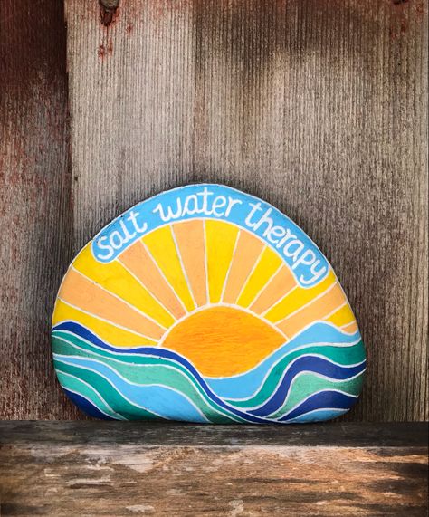 Salt Water Therapy, Water Therapy, Arte Folk, Diy Rock Art, Mandala Rock Art, Stone Art Painting, Deco Nature, Painted Rocks Kids, Rock And Pebbles