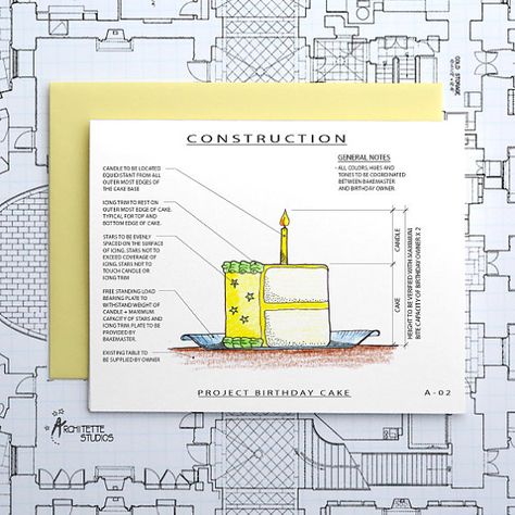 Architecture Birthday Cards, Drawing Cake Birthday, Cake Architecture, Birthday Cake Drawing, Drawing Cake, Etsy Drawing, Drawing Cards, Happy Sisters, Architect Logo