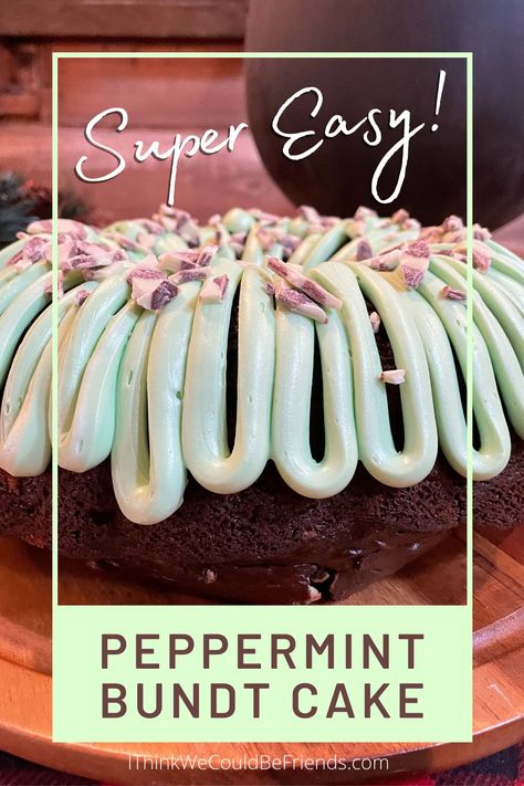 This triple chocolate peppermint bundt cake will he the hit of your holiday party! It is SO moist and SO easy! It starts with a box cake mix and just gets better! No need to stop at Nothing Bundt Cakes, this is a perfect copy cat recipe! #bundtcake #recipe #triplechocolate #easy #peppermint #nothingbundtcakes #copycat via @dawnmadsen Chocolate Peppermint Bundt Cake, Peppermint Bundt Cake, Triple Chocolate Bundt Cake, Bunt Cake Recipe, Copy Cat Recipe, Bundt Recipes, Peppermint Cake, Pumpkin Bundt Cake, Nothing Bundt