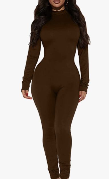 Mokoru Women's Sexy Bodycon Long Sleeve One Piece Jumpsuits Full Length Club Rompers : Clothing Club Romper, One Piece Jumpsuit, Full Body Suit, Cute Jackets, Body Suit, Affordable Fashion, Fashion Item, Fashion Women, Shoes Jewelry