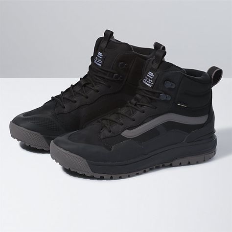 Bryan Iguchi Ultrarange Exo Hi MTE Gore-Tex Dw | Shop At Vans Vans Ultrarange, Mens Boots Casual, Mens Shoes Black, Mens Casual Dress Outfits, Mens Fashion Casual Outfits, Sneakers Men Fashion, Gore Tex, Vans Shoes, Boots Black