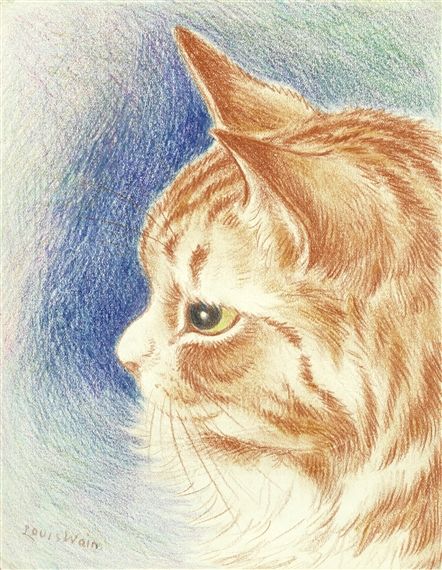 Cat Drawing Sketches, Louis Wain Cats, Louis Wain, Colored Pencil Artwork, Drawing Faces, Colored Pencil Drawing, Amazing Drawings, Wow Art, Color Pencil Art