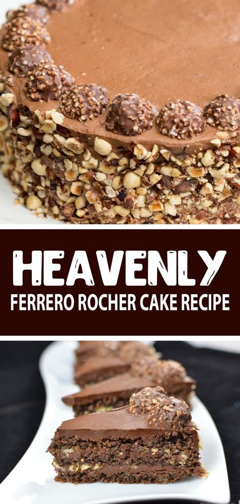 Ferrero Rocher Cake Recipe, Ferrero Rocher Dessert, Ferrero Rocher Candy, Ferrero Rocher Torte, Rocher Cake, Ferrero Rocher Cake, Delicious Magazine, Cake Recipes From Scratch, Best Cake Recipes