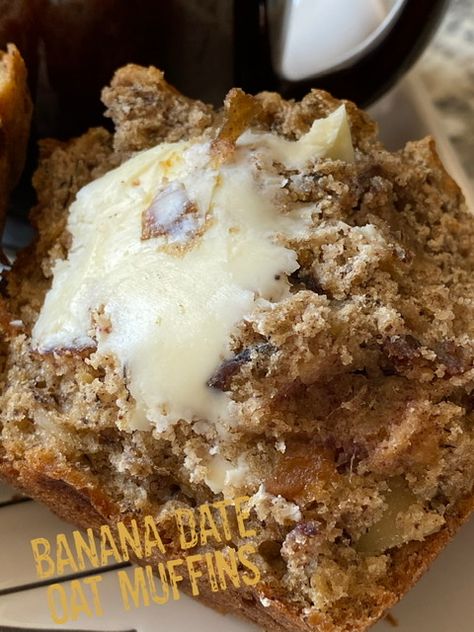 Date Banana Muffins, Banana Muffins Oat Flour, Oatmeal Banana Yogurt Muffins, Oat Meal Banana Muffins, Greek Yogurt Banana Oat Muffins, Oat Muffins Healthy, Banana Muffin Recipe Healthy, Date Muffins, Keto Banana Bread