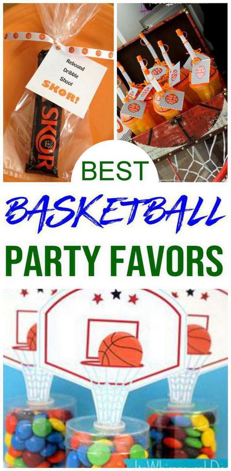 Party Favors! Basketball party favors that are so cool. Easy DIY party favor ideas for kids birthdays, end of season party, team building, NBA finals & more. Check out the coolest basketball party favors children will love :) #kidsparties #basketball Basketball Pool Party, Basketball Team Snacks, Basketball Team Treats, Basketball Girl Gifts, Birthday Party Gift Bag Ideas, Basketball Snacks, Basketball Treats, March Madness Parties, Basketball Party Favors