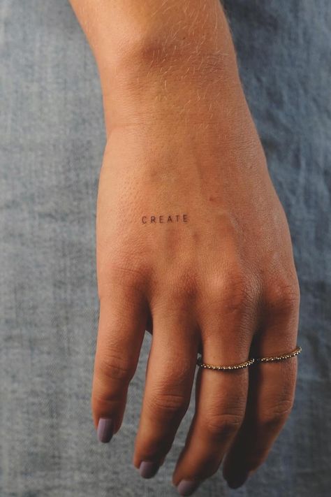 Small Hand Tattoo Ideas, Word Tattoos On Hand, 224 Tattoo, Fine Line Tattoo Designs, Line Tattoo Designs, Create Tattoo, Wrist Tattoos Words, Small Words Tattoo, Hand Tattoo Ideas