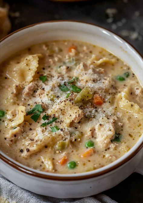 One Pot Creamy Italian Ground Chicken Soup - Easy DIY Recipes Crockpot Recipes Ground Chicken, Ground Chicken Recipes Soup, Soup Ground Chicken, Ground Chicken Soup Recipes Healthy, Ground Chicken Pasta Recipes, Soup With Ground Chicken, Ground Chicken Soup Recipes, Ground Chicken Soup, Recipes With Ground Chicken