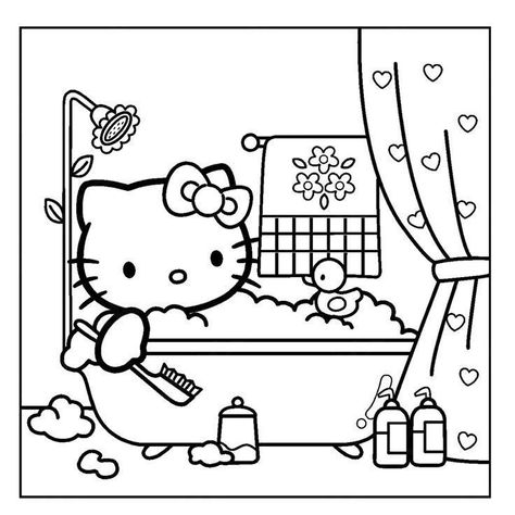 dibujos de hello kitti Coloring Books Pages, Easy Coloring Pages Aesthetic, Hello Kitty And Friends Coloring Pages, Friends Drawings, Sanrio Coloring, Creation Coloring Pages, Diy Coloring Books, Coloring Pages Adult, Hello Kitty Colouring Pages