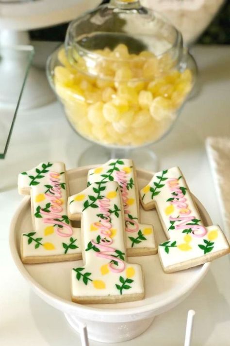 Lime Birthday Party, 1st Birthday Cookies, 1st Bday Party, Lemon Themed Party, 1st Birthday Party For Girls, Girls Birthday Party Themes, Lemonade Party, Twins 1st Birthdays