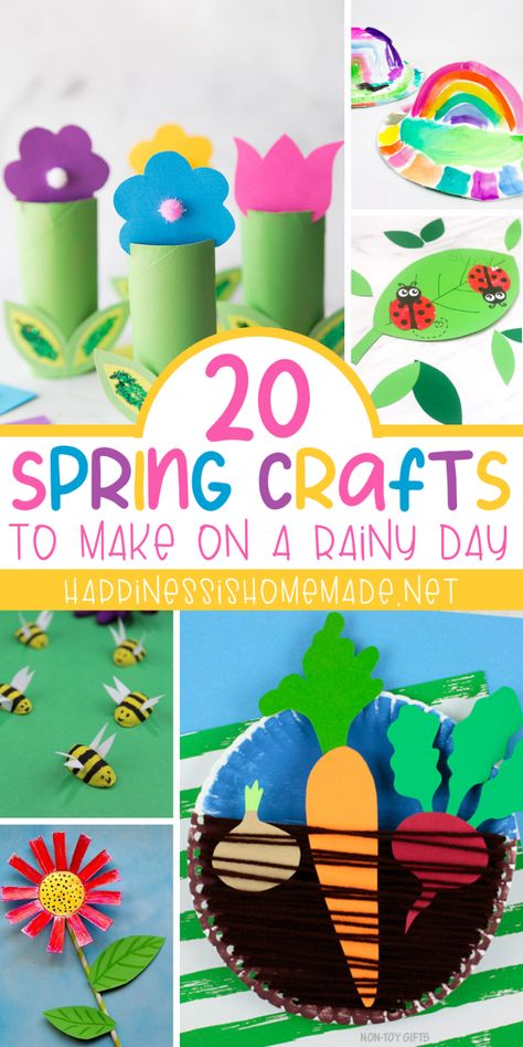 These 20 super fun and easy Spring crafts for kids are fun for all ages! Have fun on a rainy day with these awesome Spring kids crafts! Spring Sel Activities For Kids, Easy Preschool Arts And Crafts, Rainy Day Crafts For Preschoolers, Easy Spring Crafts, Spring Arts And Crafts, Springtime Crafts, Assistant Teacher, April Crafts, Spring Art Projects