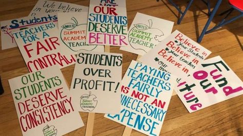 Teachers Strike Signs, Strike Signs For Teachers, Teacher Picket Signs, Teacher Strike Signs, Teacher Strike Sign Ideas, Strike Signs, Picket Signs, Teachers Strike, Activism Art