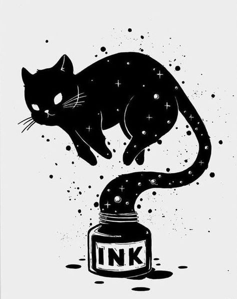 Cute Gadgets, Tattoo Gato, Magic Runes, Birthday Cartoon, Magic Cat, Drawing Course, Drawing Frames, Black Cat Art, Arte Cyberpunk