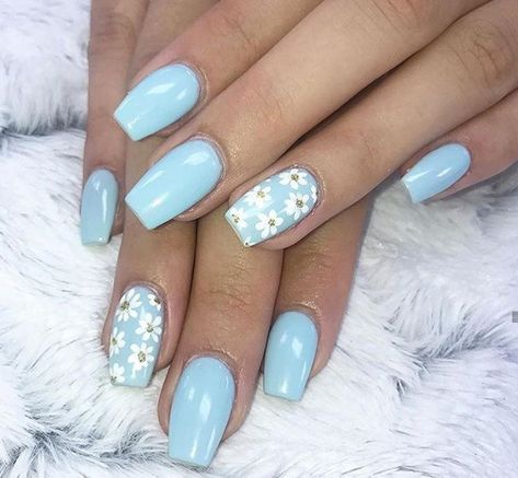 Baby Blue Acrylic Nails, Nagellack Trends, Spring Acrylic Nails, Blue Acrylic Nails, Blue Nail Designs, Cute Gel Nails, Blue Nail, Acrylic Nails Coffin Short, Short Acrylic Nails Designs