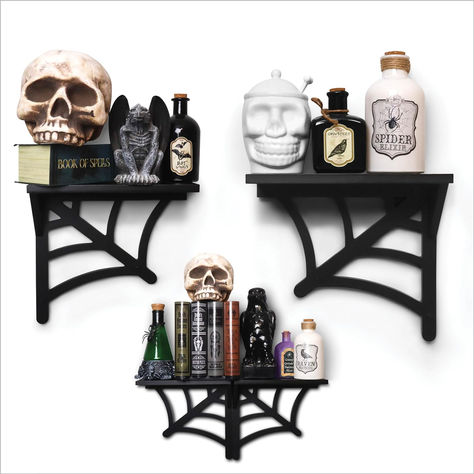 Spooky Gothic Decor - Gothic Oddities Curio Shelves - Horror Bookshelf, 2 piece set Creepy Candles, Goth Bedroom, Goth Home, Goth Home Decor, Goth Decor, Gothic Decor, Book Candle, Gothic Home Decor, Gothic House