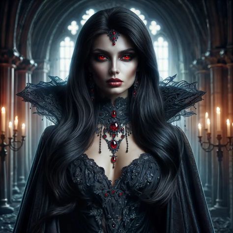 Vampire Queen: The Enchantress of the Night 🧛‍♀️ | AI Generated Images . Enter the enigmatic world of the Vampire Queen, where dark elegance and supernatural allure collide. This AI-generated image captures the essence of a regal and mysterious queen of the night, drawing you into her shadowy domain. Perfect for fans of gothic fantasy, digital art, and all things mysterious, this piece will intrigue and captivate your imagination. Don't miss this hauntingly beautiful creation! . #vampireque... Beautiful Vampire Woman, Burlesque Aesthetic, Vampire Mermaid, Female Cosplay Ideas, Lilith Goddess, Queen Vampire, Goddess Witch, Vampire Vibes, Fantasy Digital Art