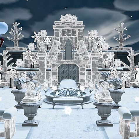 Michelle 👑 ACNH Addict on Instagram: "🧊Ice Castle🧊 Re-sharing this Ice Castle I built on Frostfell. This was such a fun build and my favorite on that island. Unfortunately, I overwrote the da with Arigatai so it’s currently closed to dreamers. I hope you all are having a great week. We are having a blast on vacation! #acnhbuilds #acnhexterior #acnhwinter #acnhinterior Animal crossing ACNH ice castle winter elegant build speedbuild new horizons nintendo mom gamer explore cozy" Acnh Elegantcore Winter, Acnh Ice Castle, Winter Wonderland Animal Crossing, Acnh Winter Wonderland Ideas, Winter Acnh Island, Acnh Winter Island Ideas, Winter Island Acnh, Acnh Castle Designs, Animal Crossing Winter Island