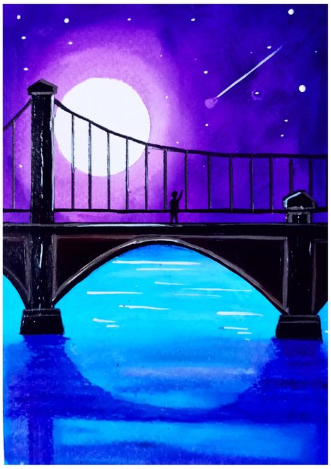 Bridge Evening Time drawing. I hope like this drawing. please visit YouTube channel Evening Scenery Drawing, Bridge Sketch Simple, Adult Painting Ideas, Night Time Drawing, Scenery Drawing Pencil, Evening Drawing, Beautiful Scenery Drawing, Scenery Drawing For Kids, Drawing Sky