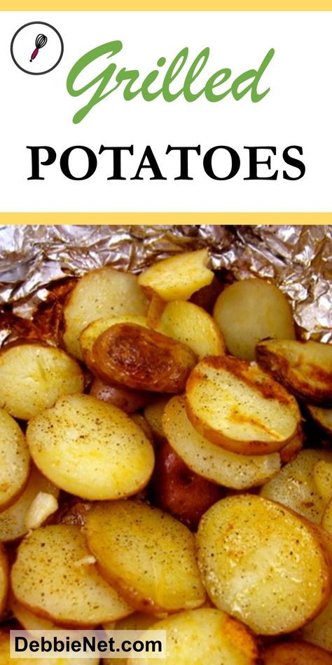 Tinfoil Potatoes On Grill, Potatoes On The Grill In Foil, Kabob Sides Dish Ideas, Grilled Potato Recipes, Grilled Red Potatoes, Potatoes On The Grill, Salt Potatoes, Potato Packets, Summer Dinner Recipes Grill