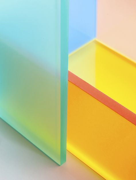 Raw Color's latest project, a series of acrylic boxes whose multicolored planes intersect and blend into one other, is one of their best to date. Fluent Design, Acrylic Containers, Raw Color, Sight Unseen, Colour Pop, Material Textures, Materials And Textures, Acrylic Sheets, Dutch Design