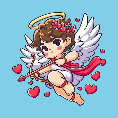 Vector vector illustration cute cupid fo... | Premium Vector #Freepik #vector #fun #background #holiday #lovely Cupid Drawing, Cupid Love, Illustration Cute, Valentines Day Love, Valentine Day Love, Vector Photo, Premium Vector, Cartoon Art, Painted Rocks