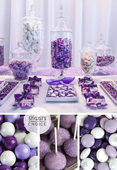 Purple Dessert Bar, Purple Theme 21st Birthday, 13 Shades Of Purple Party, Color Party Ideas For Adults Purple, Purple And White Dessert Table, Shades Of Purple Party Decorations, 40 Shades Of Purple Party, 16 Shades Of Purple Party, Purple And Silver Sweet 16 Ideas