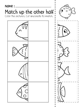 Funny Fishs Cut & Paste Match Up Picture Preschool Activity Worksheets | Preschool science activities, Homeschool preschool activities, Cutting activities for kids Match Up The Other Half Worksheet, Match The Other Half Worksheet, Montessori Worksheets Preschool, Summer For Toddlers Activities, Glue Stick Practice Worksheet, Preschool Worksheets Free Printables Cut And Paste, Fish Worksheets Preschool, Ocean Fine Motor Activities, Gluing Activities For Preschoolers