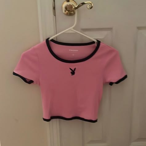 Playboy Crop top Pink Y2k Crop Top, Cute Pink Crop Tops, Play Boy Outfits, Playboy Outfits, Pink Crop Top Outfit, Playboy Clothes, Sinful Clothing, Y2k Crop Top, Eid Outfits