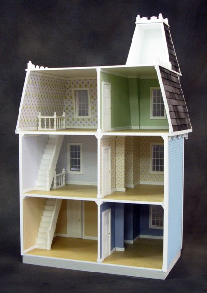 This best selling Victorian dollhouse has great appeal to both collectors and children alike. It boasts six large rooms with an additi... Allison Jr Dollhouse, Alison Jr Dollhouse, Practical Magic House, Dollhouse Interior, Good Toys, Real Good Toys, Wood Floor Finishes, Dollhouse Supplies, Dollhouse Bathroom