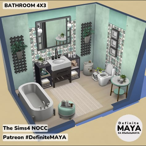 Sims 4 Base Game Bathroom, Sims 4 Bathroom Ideas No Cc, Sims 4 Bathroom Ideas, Bathroom Sims 4, Acnh Wallpaper Designs, Sims Reference, Sims Bathroom, Sims 4 Bathroom, Sims Room