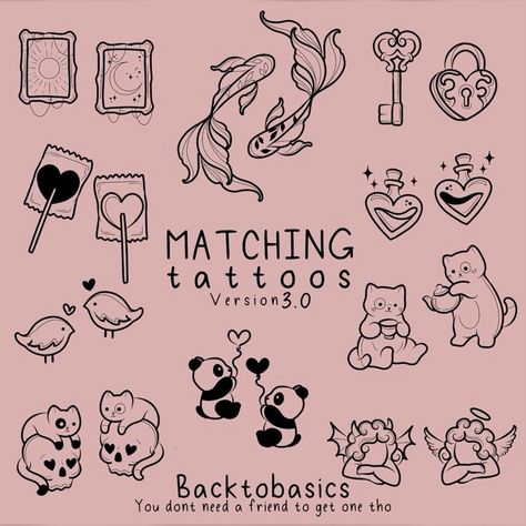 Small Friendship Tattoos, Tattoo Flash Ideas, Friendship Tattoo, Bestie Tattoos, Matching Tattoos For Best Friends, Cute Matching Tattoos, Matching Friend Tattoos, Friends Tattoo, Matching Tats