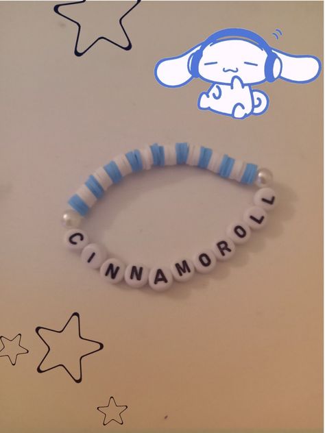 Sanrio bracelet Sanrio Clay Bead Bracelet, Braclate Ideas Beads, Braclate Ideas Clay Beads, Sanrio Bracelet Ideas, Cinnamoroll Bracelet, Braclate Ideas, Sanrio Bracelet, Adjustable Bracelet Diy, Handmade Jewelry Display