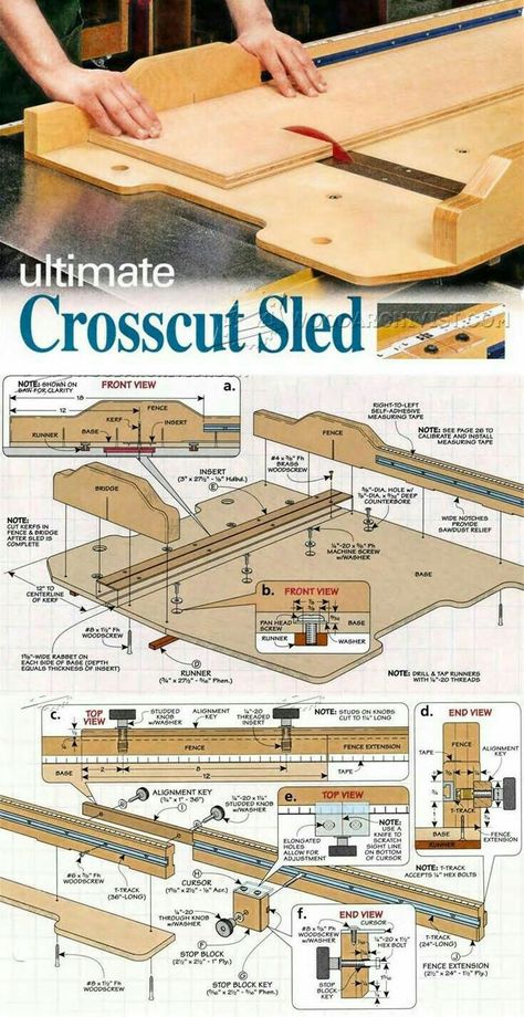 Crosscut Sled, Kids Woodworking, Table Saw Sled, Woodworking Table Saw, Woodworking Blueprints, Table Woodworking, Basic Woodworking, Diy Table Saw, Used Woodworking Tools