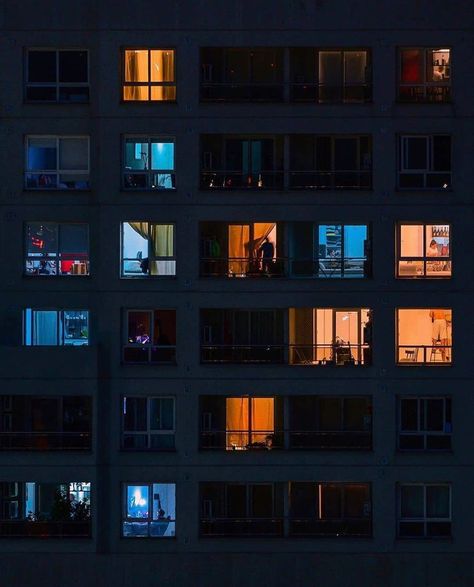 Somewhere Magazine on Instagram: “@anajugob Via @ukio.global” Building Windows, Art Unit, Night Window, Apartment Aesthetic, Cinematic Photography, Through The Window, City Buildings, Night City, Night Aesthetic